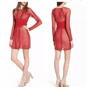 Free People Mixed Mesh Lace Bodycon Dress Small
